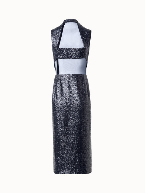 Pailletten-Abendkleid mit Rückenausschnitt