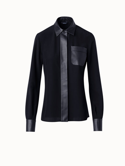 Seidenbluse mit Ledereinsätzen
