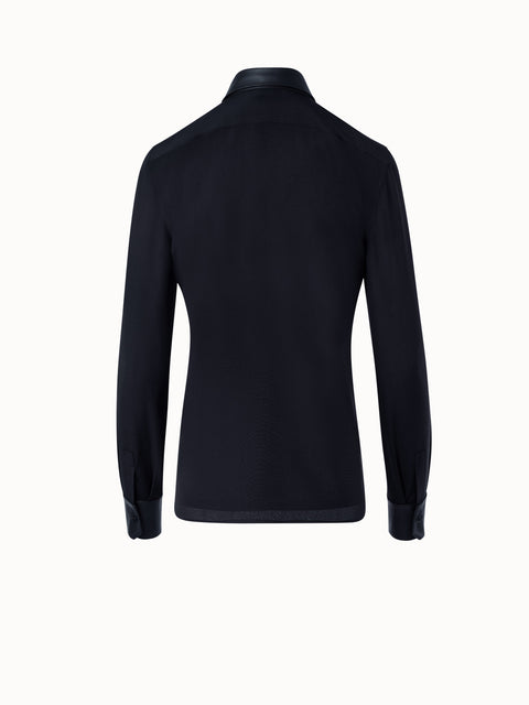 Seidenbluse mit Ledereinsätzen
