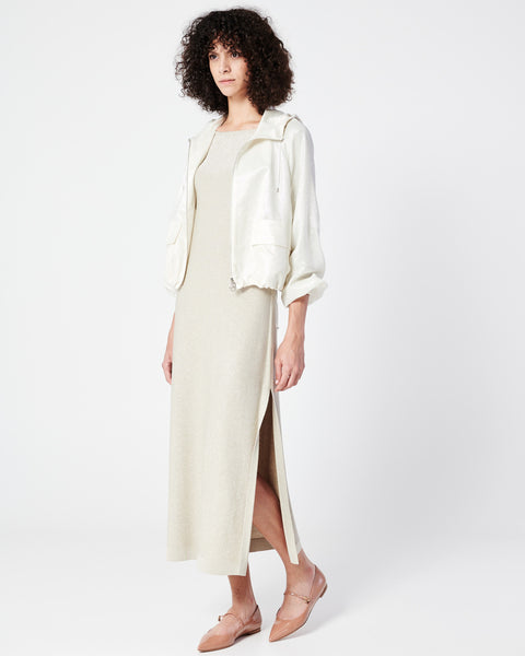 Seiden-Blouson mit Lurex-Streifen und Kapuze