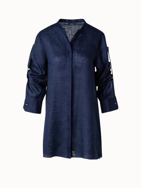 Oversize Tunika-Bluse aus Leinen