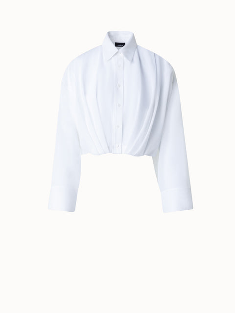 Kurze Baumwoll-Bluse mit weiten Ärmeln