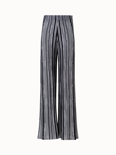 Weite Strickhose mit Asagao Streifen-Jacquard