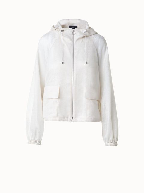 Seiden-Blouson mit Lurex-Streifen und Kapuze