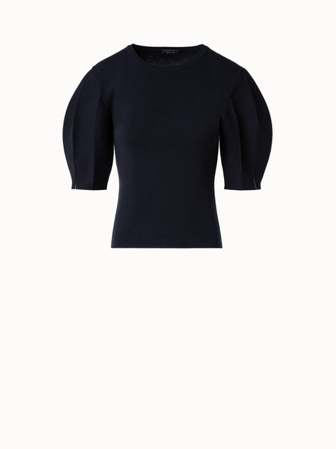 Seiden-Baumwoll-Pullover mit Volumenärmeln