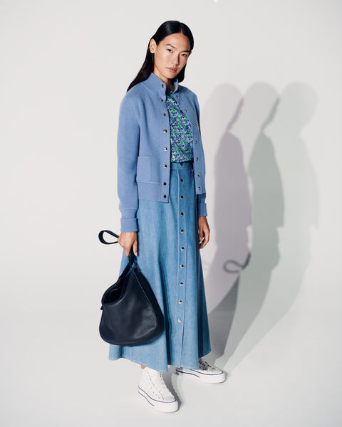 Midi-Jeansrock aus Baumwoll-Stretch-Denim