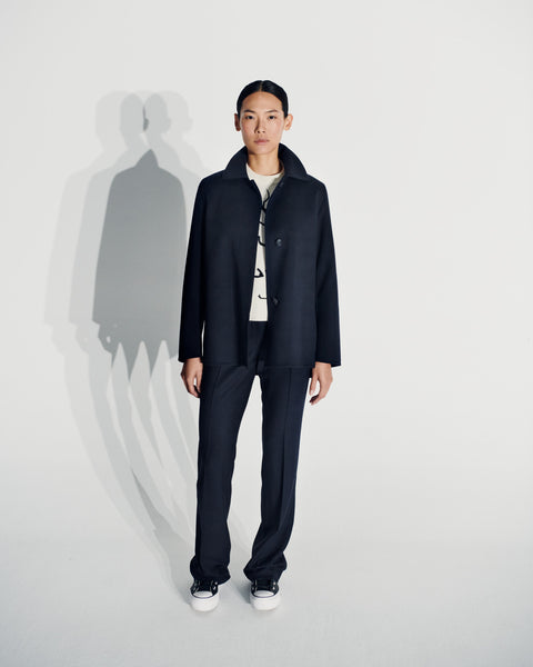Lange Jacke aus Woll-Doubleface