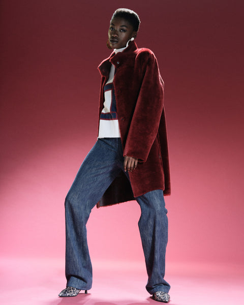 Wendbarer Shearling-Leder-Mantel