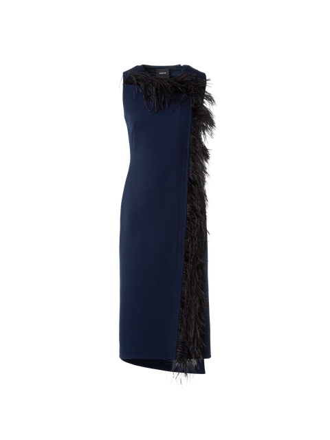 Asymmetrisches Midikleid mit Federbesatz