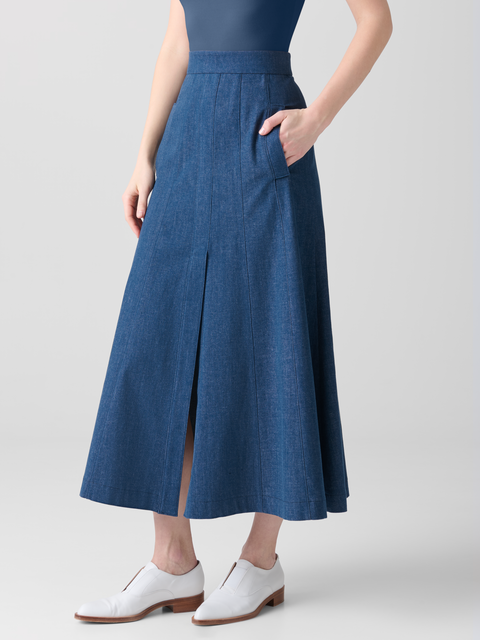 Midirock aus Baumwoll-Denim mit A-Linie