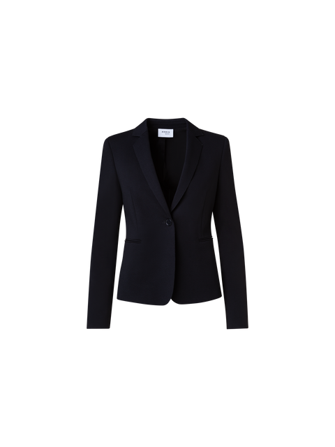 Jersey Blazer mit Faux-Leder-Kragen