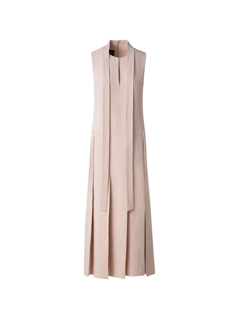 Plissiertes Midikleid aus Leinen-Wollmischung