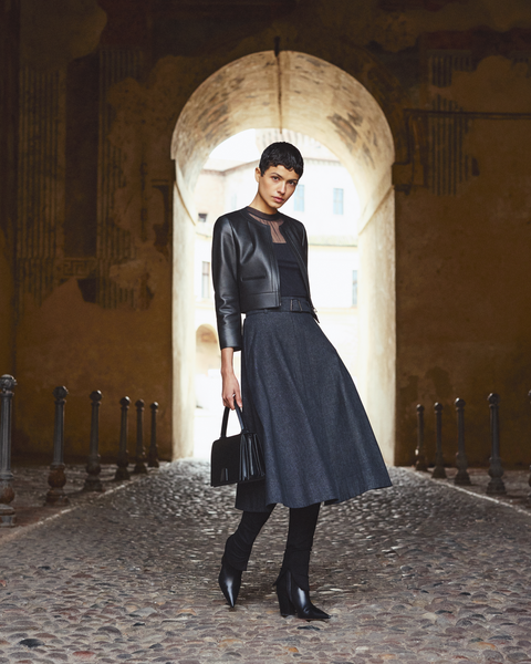 Flared Midirock in A-Linie aus Baumwoll-Denim