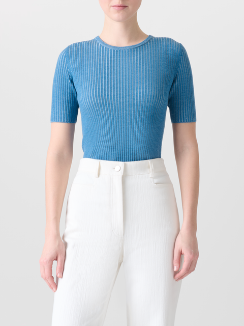 Kurzärmeliges Strickshirt aus Merinowolle