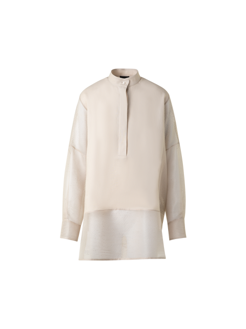 Leinen Tunikabluse mit gestreiftem Organza