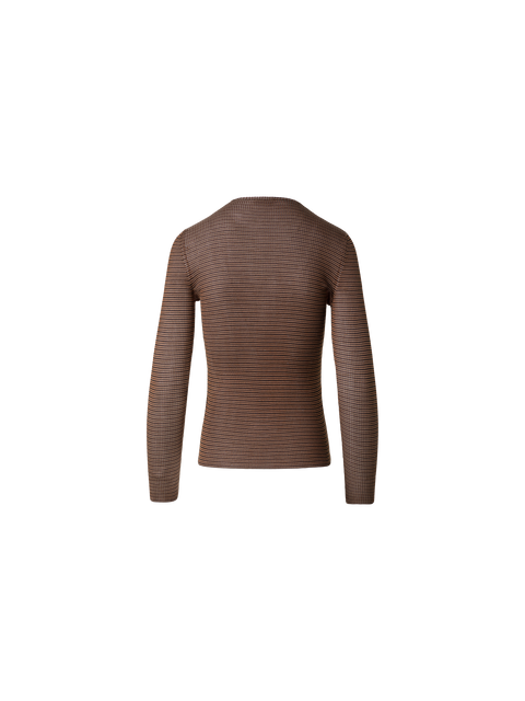 Taillierter Seidenpullover mit Streifen