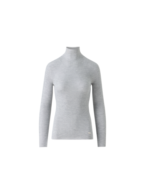 Kaschmir-Seiden-Strickpullover mit Stehkragen