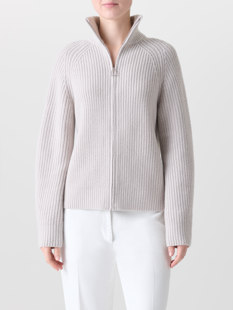 Gerippter Boxy-Kaschmir-Cardigan