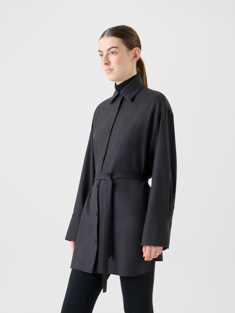 Oversized Wollflanell Tunika-Bluse