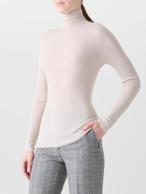 Kaschmir-Seiden-Strickpullover mit Stehkragen