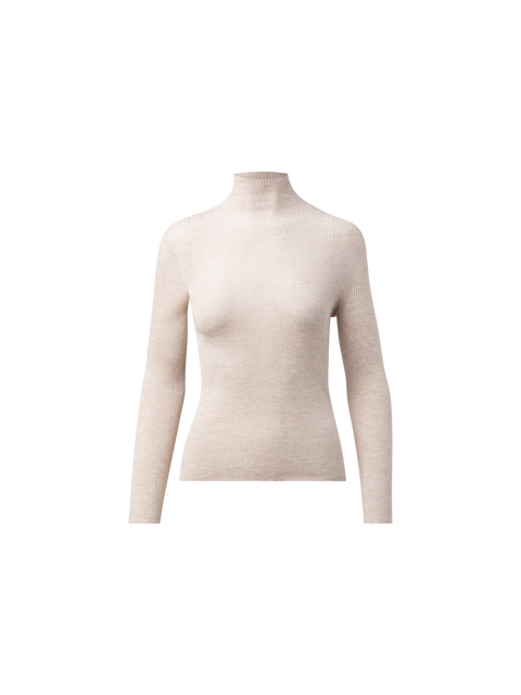 Kaschmir-Seiden-Strickpullover mit Stehkragen