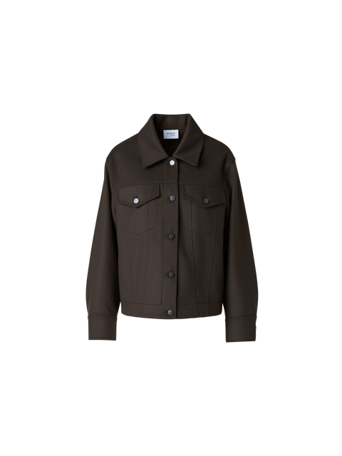 Oversized Wollflanell Hemdkragen Jacke