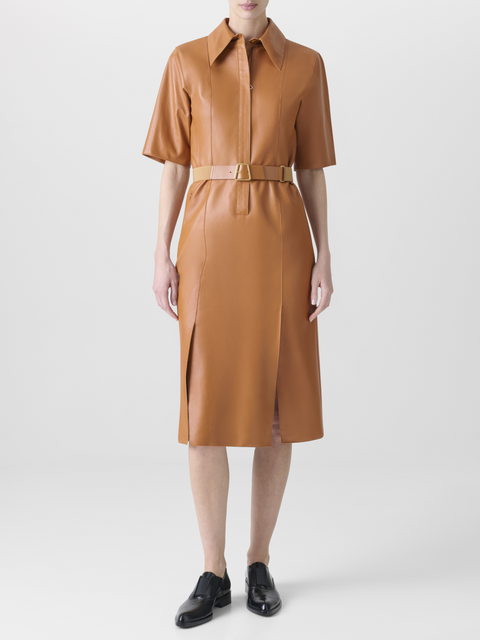 Kurzarm-Hemdkleid aus Leder