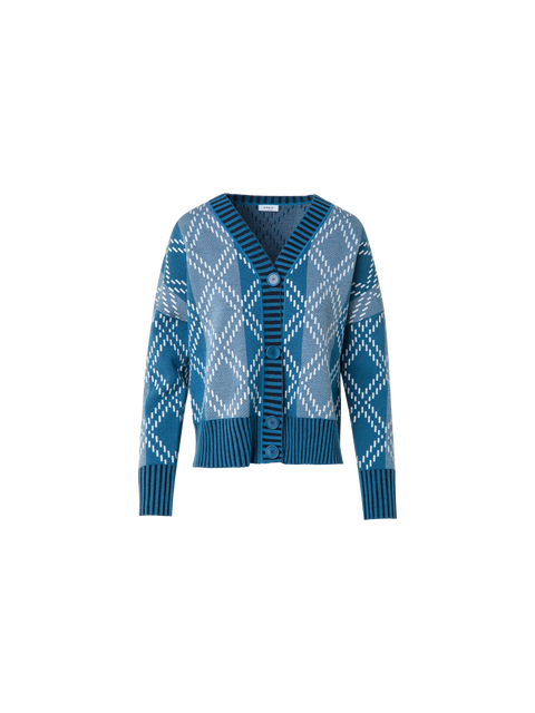 Merino-Cardigan mit Diamant-Jacquard
