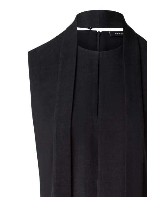 Ärmellose Leinen-Wolle-Bluse mit Schleife