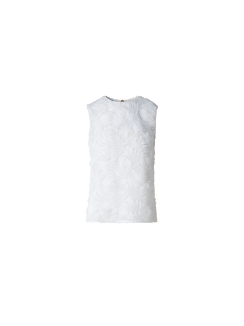 Ärmellose Bluse mit 3D Carnation Stickerei