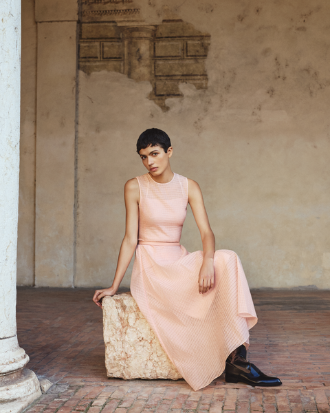Fit-and-Flare Midikleid aus Baumwollorganza