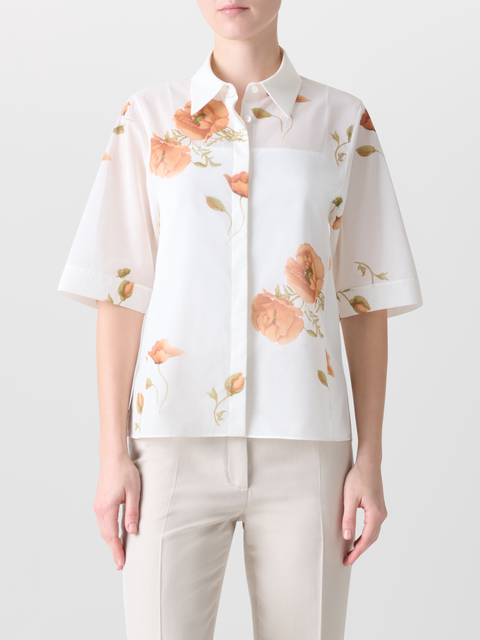 Boxy Baumwoll-Bluse mit Anemone Druck