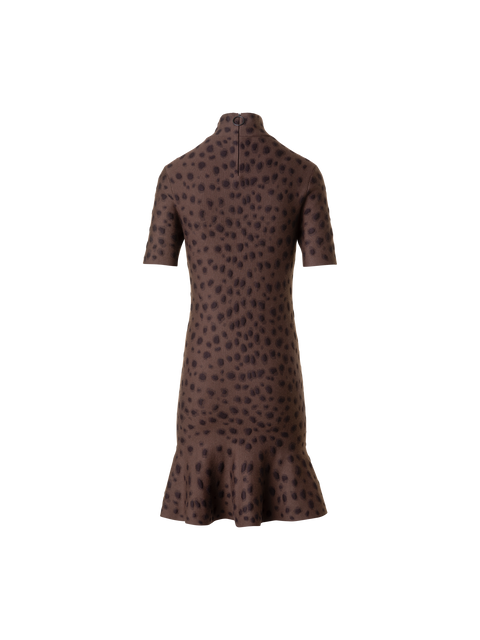 Strickkleid im Leopard Jacquard mit Volant