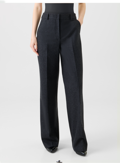 Weite Wollflanell Hose gerade geschnitten