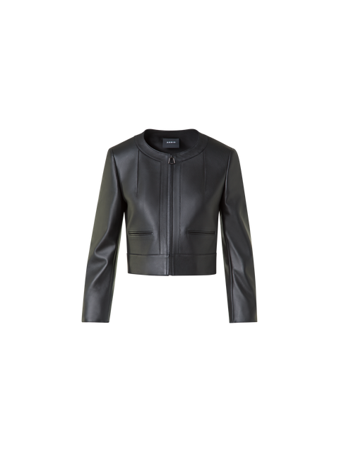 Kurze Lederjacke mit Rundkragen