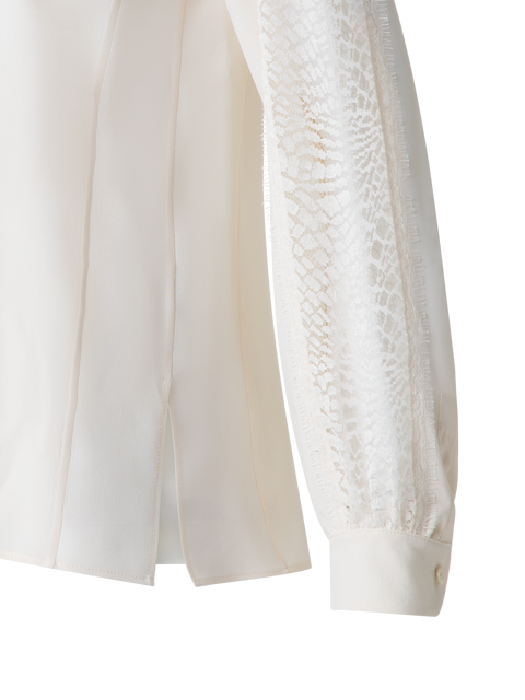 Seidenbluse mit Wellen-Spitze