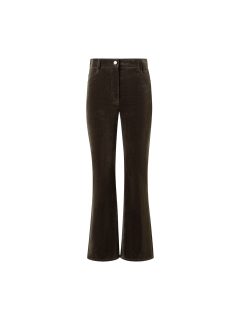 Verkürzte Stretch Baumwollsamt Schlaghose