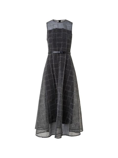 Fit and Flare Midikleid mit Tüll-Stickerei