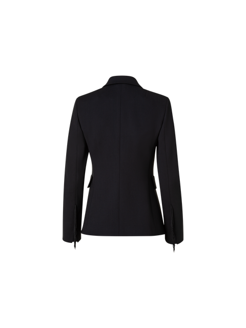 Blazer mit Fransen aus Woll-Stretch-Crêpe