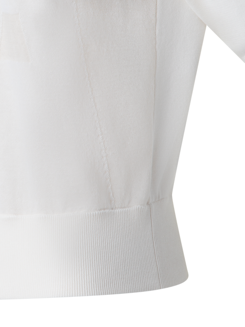 Baumwoll-Kurzarmpullover mit Trapez-Jacquard