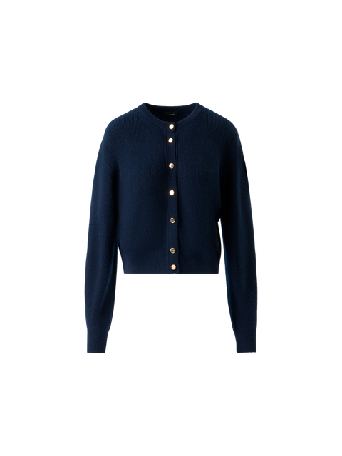 Kaschmir Rippenstrick Cardigan mit Goldknöpfen