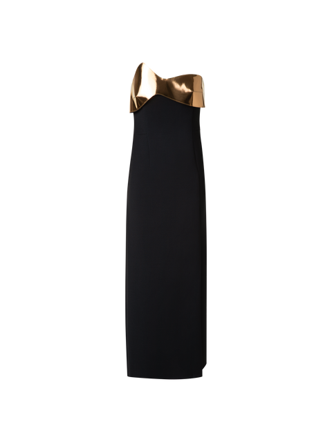 Midi-Cocktailkleid mit goldenem Leder-Highlight