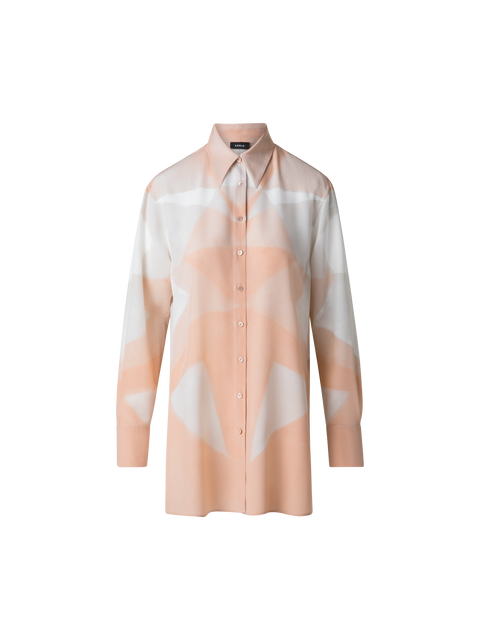 Seiden-Tunika-Bluse mit Chiaroscuro Druck