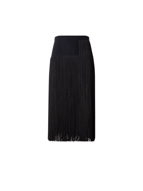 Kurzer Seidenrock mit Fransen