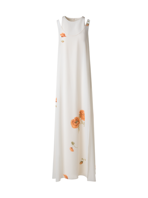 Double-Layer-Seidenkleid mit Anemone Druck