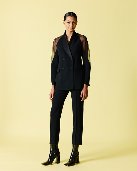 Smokingjacke mit transparenten Schultern
