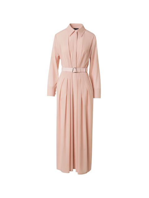 Langärmeliges Baumwoll-Blusenkleid mit Gürtel