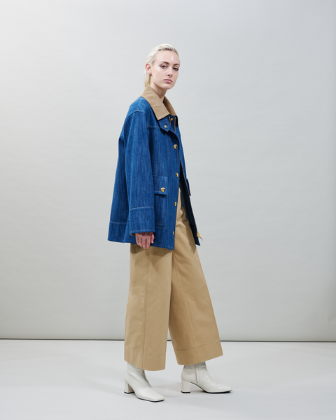 Cropped Weite Hose aus Baumwoll-Gabardine