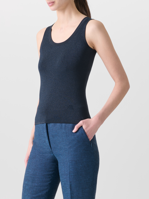 Seiden-Tank-Top mit goldenem Lurex