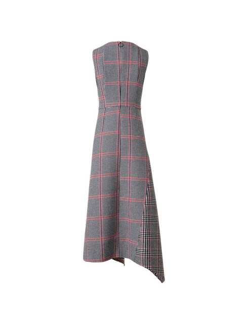 Asymmetrisches Glencheck Midi Kleid